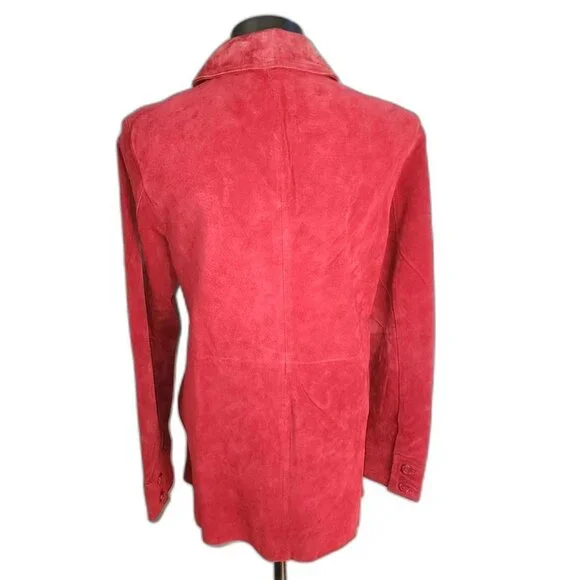 Vintage Red Suede Leather Jacket by Jaclyn Smith Button-Front Womens Size M - Picture 2 of 12